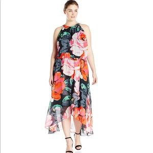 Bold floral high low dress